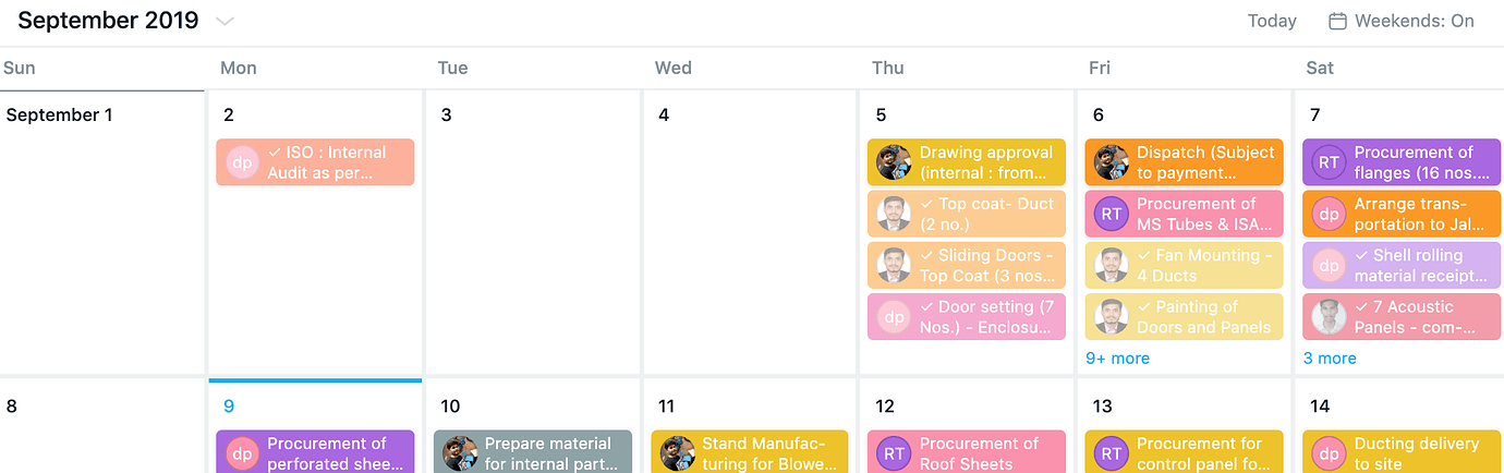 Color Code for Projects & Team Calendar View - Product Feedback - SmartTask